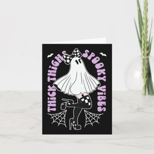 Dikke Dijen Spooky Vibes Schattigee Ghost Hallowee Kaart (Voorkant)