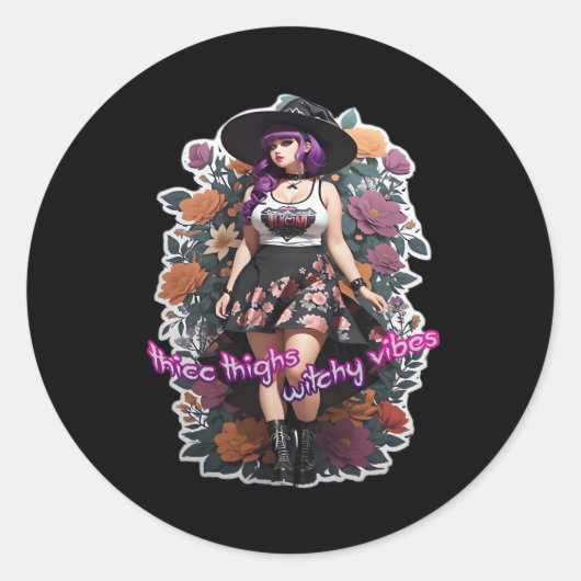 Dikke Dijen Witchy Vibes - Whimsigoth Witch-Core Ronde Sticker (Voorkant)