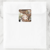 Dikke en bruisende koffietijd vierkante sticker (Tas)