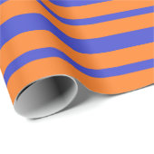 Dikke en Dunne Blauwe en Oranje Strepen Cadeaupapier (Rol Hoek)