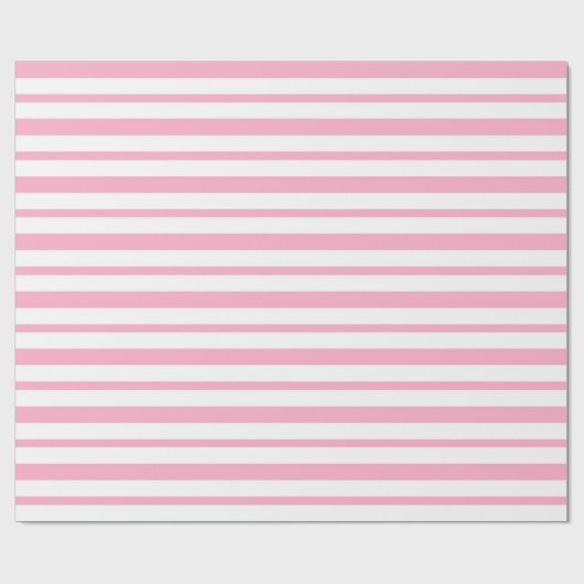 Dikke en Dunne Roze en Witte Strepen Cadeaupapier (Vlak)