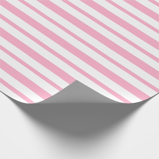 Dikke en Dunne Roze en Witte Strepen Cadeaupapier (Hoek)