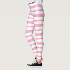 Dikke en Dunne Roze en Witte Strepen Leggings