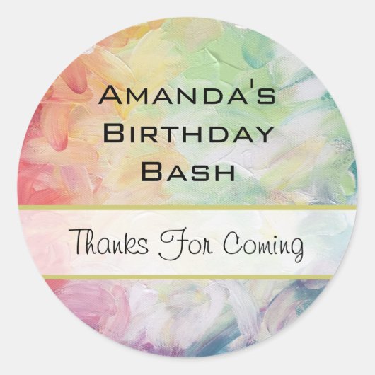 Dikke getextureerde Abstracte verf Verjaardag Ronde Sticker (Voorkant)