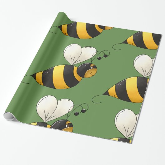 Dikke Gevleugelde Hommel Cadeaupapier (Uitgerold)
