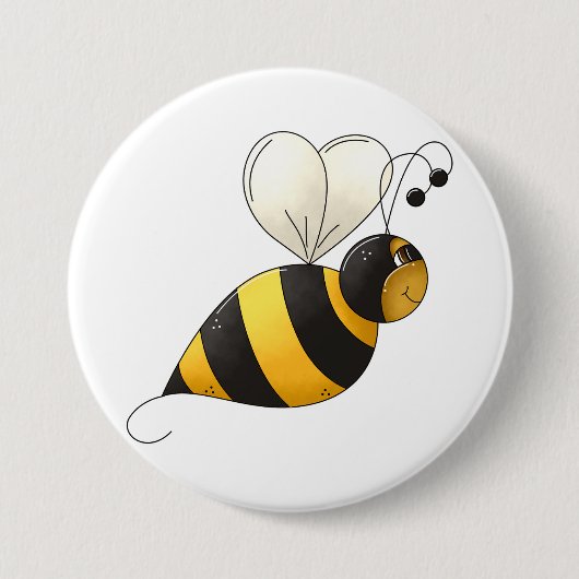 Dikke Gevleugelde Hommel Ronde Button 7,6 Cm (Voorkant)