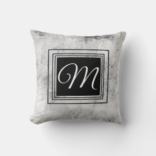 dikke grijze zwarte vetgedrukte monogram aangepast kussen