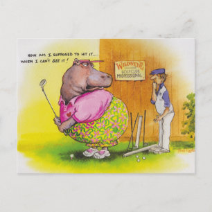 dikke hippo golf briefkaart