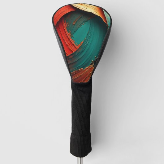 Dikke Impasto Olie Geschilderde Abstract Golfheadcover (Voorkant)