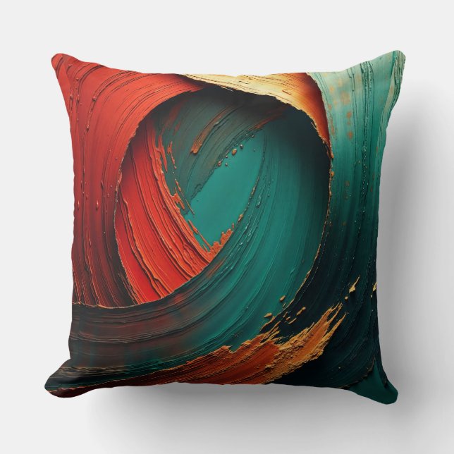 Dikke Impasto Olie Geschilderde Abstract Kussen (Voorkant)