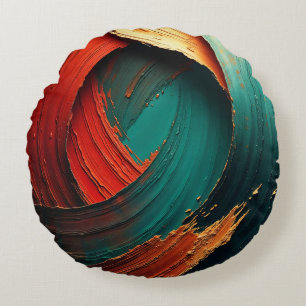 Dikke Impasto Olie Geschilderde Abstract Rond Kussen