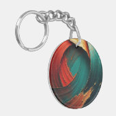 Dikke Impasto Olie Geschilderde Abstract Sleutelhanger (Voorkant Links)