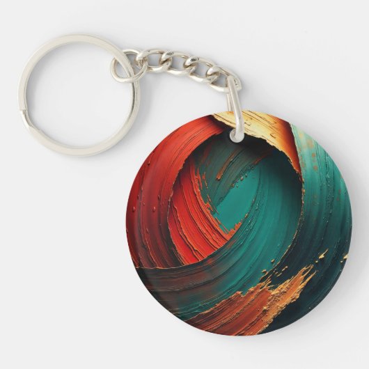Dikke Impasto Olie Geschilderde Abstract Sleutelhanger (Voorkant)