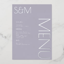 Dikke initiële trouwpers zilveren menukaarten folie uitnodiging