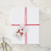 DIKKE KAT IN SANTA HOED KADOETIKET CADEAULABEL (Met Touw)
