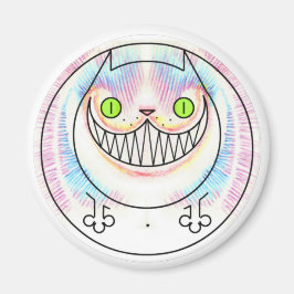 Dikke kat met een Cheshire Cat grijnmagneet Magneet