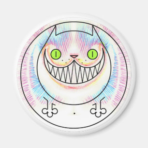 Dikke kat met een Cheshire Cat grijnmagneet Magneet