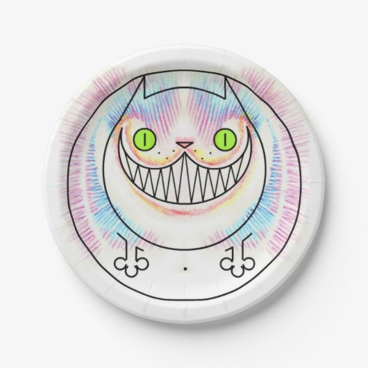 Dikke kat met een Cheshire Cat Grin Paper Bord (Voorkant)