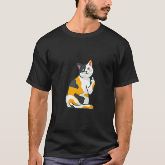 Dikke Kat Middenvinger T-shirt (Voorkant)