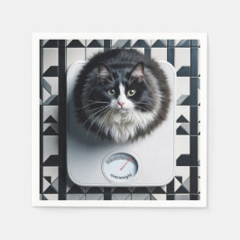 Dikke kat op een badkamerschaal servet