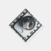 Dikke kat op een badkamerschaal servet (Hoek)