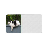 Dikke kat op hek etiket (Voorkant)