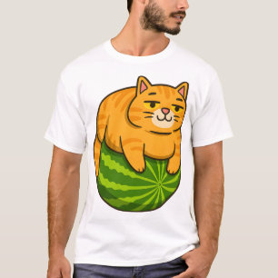 Dikke Kat op Watermeloen Meme T-shirt
