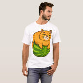 Dikke Kat op Watermeloen Meme T-shirt (Voorkant volledig)