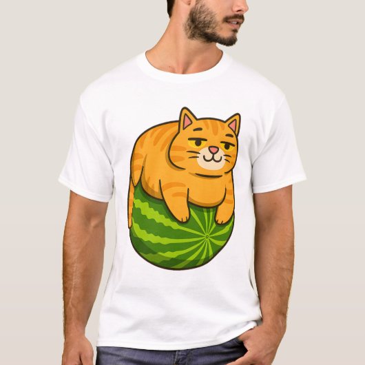 Dikke Kat op Watermeloen Meme T-shirt (Voorkant)