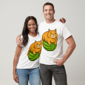 Dikke Kat op Watermeloen Meme T-shirt (Unisex)