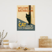 Dikke Kat Welkom Badkamer Cc Poster (Keuken)