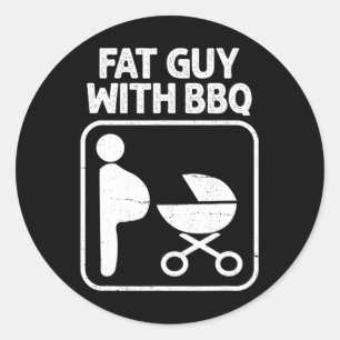 Dikke kerel met BBQ Ronde Sticker
