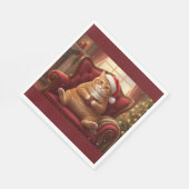 Dikke Kerstman Kat met Warme Chocolade Servetten (Hoek)