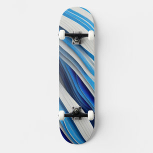 Dikke krommende vormen in blauw en wit persoonlijk skateboard