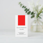 Dikke moderne eenvoudige minimalistische rood wit visitekaartje (Staand voorkant)