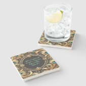 Dikke Pauw Veer Lijst  Stenen Onderzetter (Zijkant)