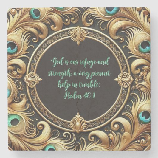 Dikke Pauw Veer Lijst  Stenen Onderzetter (Voorkant)