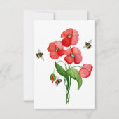 Dikke rode papaver en hommels bedankkaart (Voorkant)