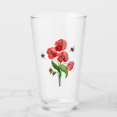 Dikke rode papaver en hommels glas (Voorkant)