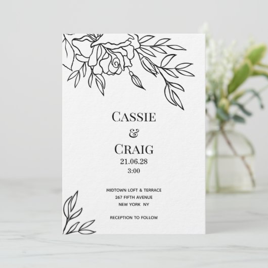 Dikke Roos Invitati Kaart (Staand voorkant)