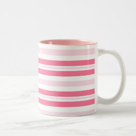 Dikke roze strepen tweekleurige koffiemok