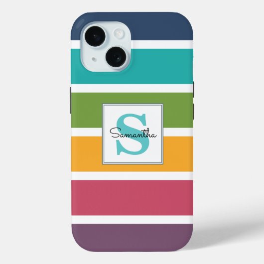 Dikke strepen Monogrammering Case-Mate iPhone Case (Achterkant)