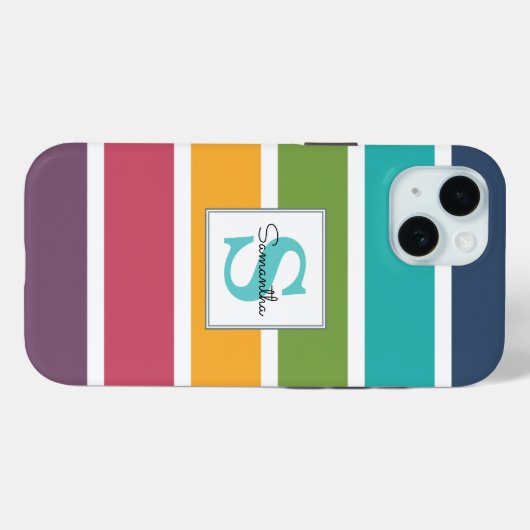 Dikke strepen Monogrammering Case-Mate iPhone Case (Achterkant (horizontaal))