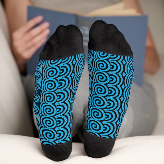 Dikke Swirls aqua blauwe sokken (Onderkant)