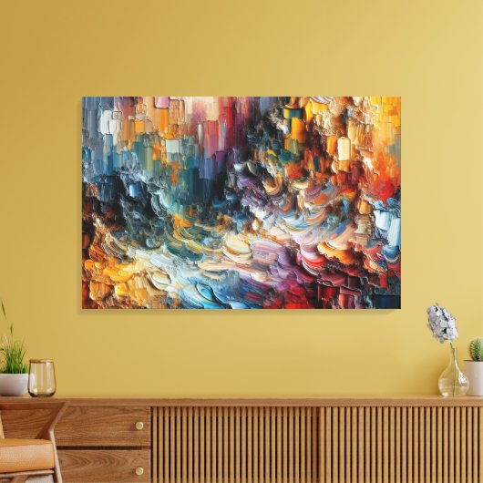Dikke Textuur Verf Patroon Canvas Afdruk (Insitu (Woonkamer))