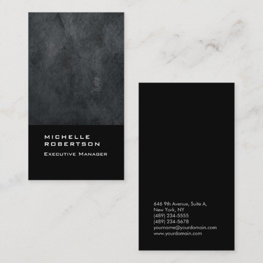 Dikke verticale elegante moderne effen grijs zwart visitekaartje (Voorkant / Achterkant)