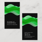 Dikke verticale elegante moderne effen groen zwart visitekaartje (Voorkant / Achterkant)