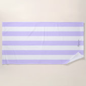 Dikke Verticale Streepjespastel Lila Naam Gestreep Strandlaken (Voorkant)