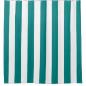 dikke verticale strepen Blauwgroen en witte streep Douchegordijn (Voorkant)