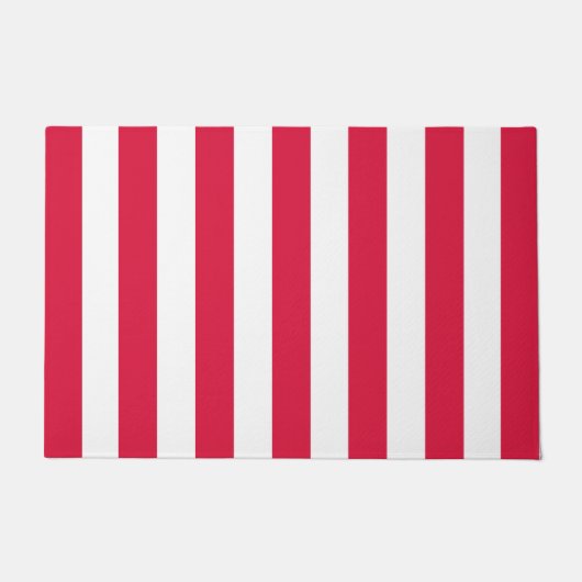 dikke verticale strepen Crimson Red en White Deurmat (Voorkant)
